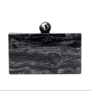 Acrylic Marble clutch black and white